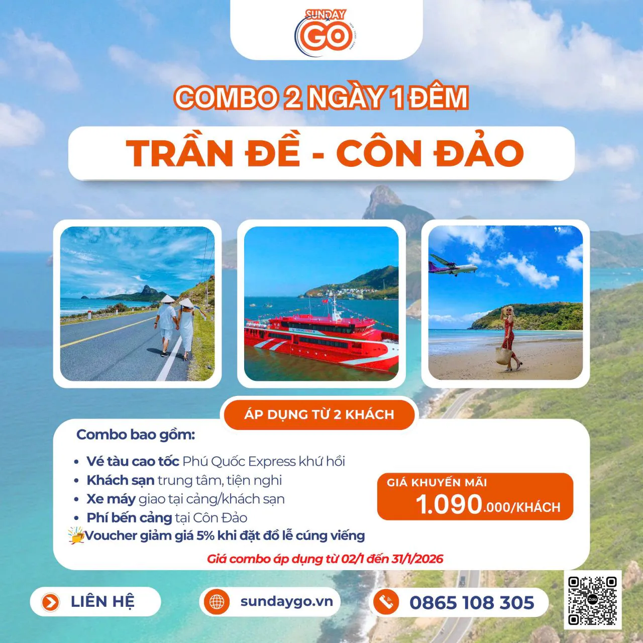Combo Sóc Trăng Côn Đảo 2 ngày 1 đêm - Khuyến mãi 2026