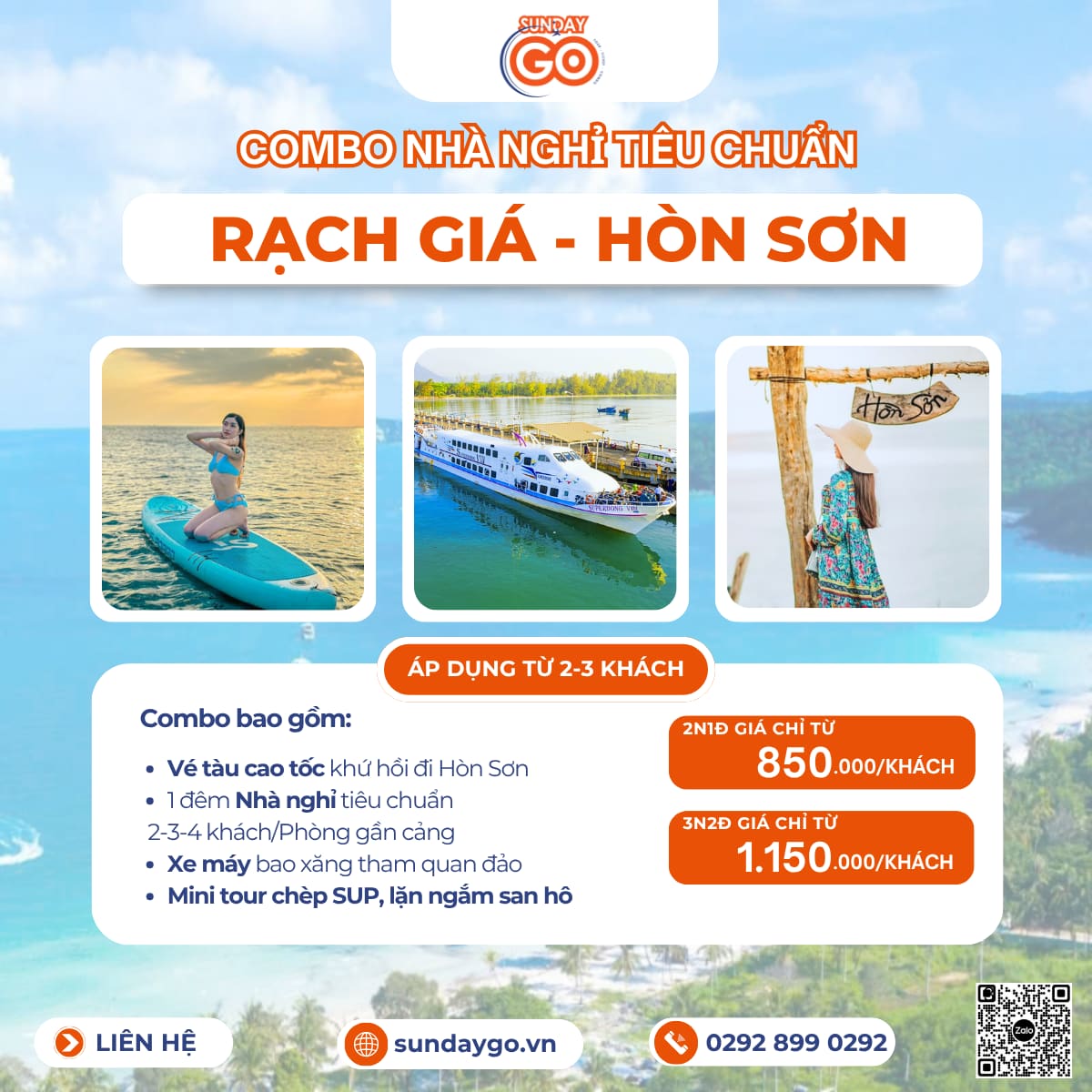 Combo Hòn Sơn 2 ngày 1 đêm - Nhà nghỉ trung tâm gần cảng tiết kiệm