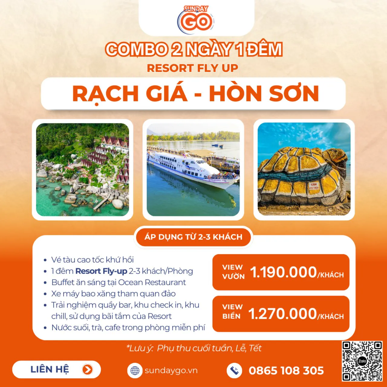 Combo Hòn Sơn 2 ngày 1 đêm | Fly Up Resort 10 Combo Hòn Sơn 2 ngày 1 đêm - Resort Fly Up