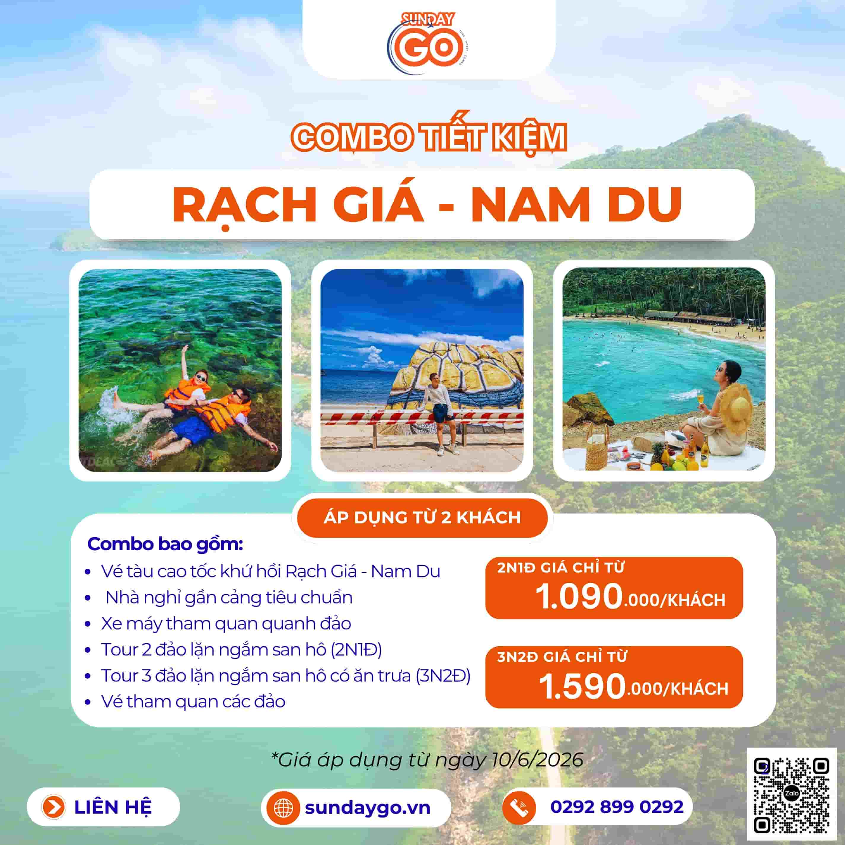 Combo Nam Du 2 ngày 1 đêm | 3 ngày 2 đêm | Nhà nghỉ gần cảng trung tâm
