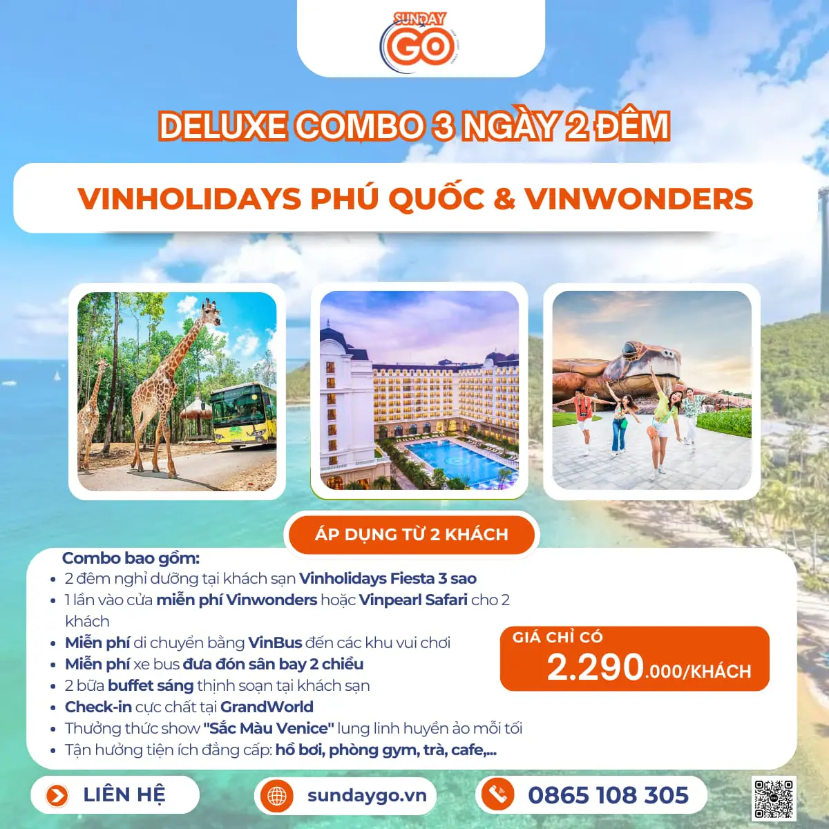 Combo Vinholidays Fiesta Phú Quốc 3 ngày 2 đêm - Deluxe