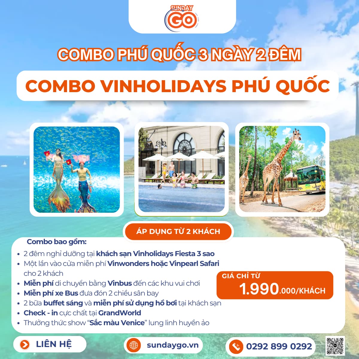 Combo VinHolidays Fiesta Phú Quốc 3 ngày 2 đêm (3 sao) 2 Combo Vinholidays Fiesta Phú Quốc - VinWonders 3 ngày 2 đêm