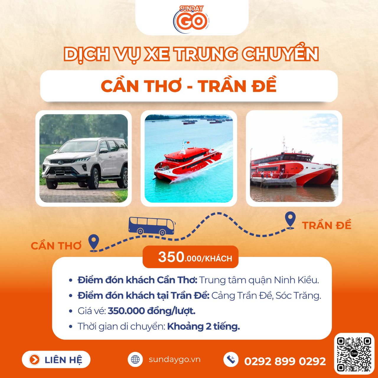 Dịch vụ xe trung chuyển Cần Thơ - Trần Đề - Cần Thơ