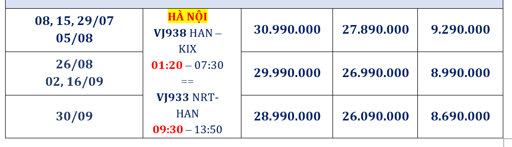 Tour du lịch Nhật Bản 5 ngày 5 đêm từ TP HCM | Cung đường vàng 16 Bảng giá tour du lịch Nhật Bản 5 ngày 5 đêm từ Hà Nội