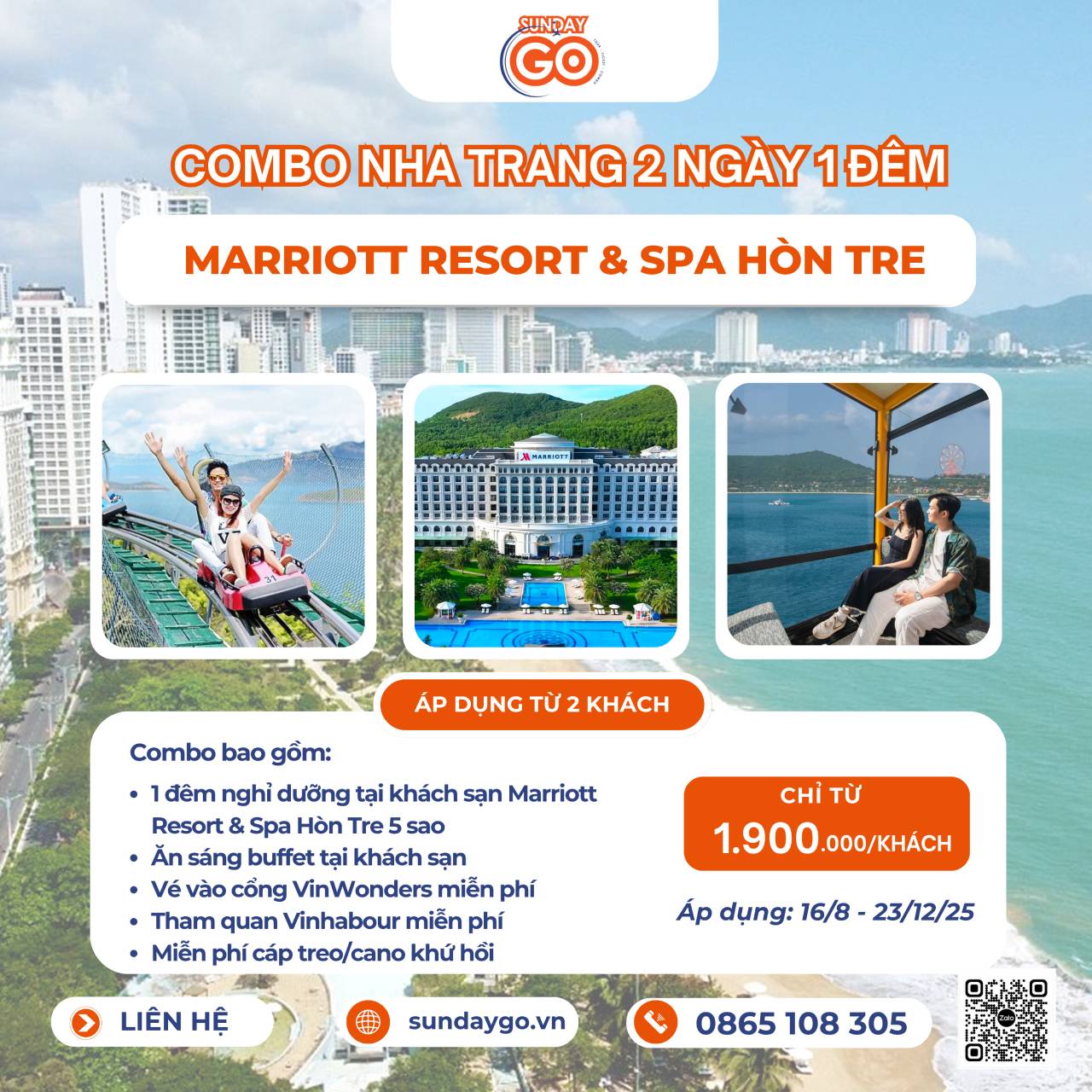 Combo Nha Trang Marriott Resort & Spa Hòn Tre 5 sao 18 Combo Nha Trang Marriott Resort & Spa Hòn Tre 2 ngày 1 đêm (Giai đoạn 16/8 - 23/12)