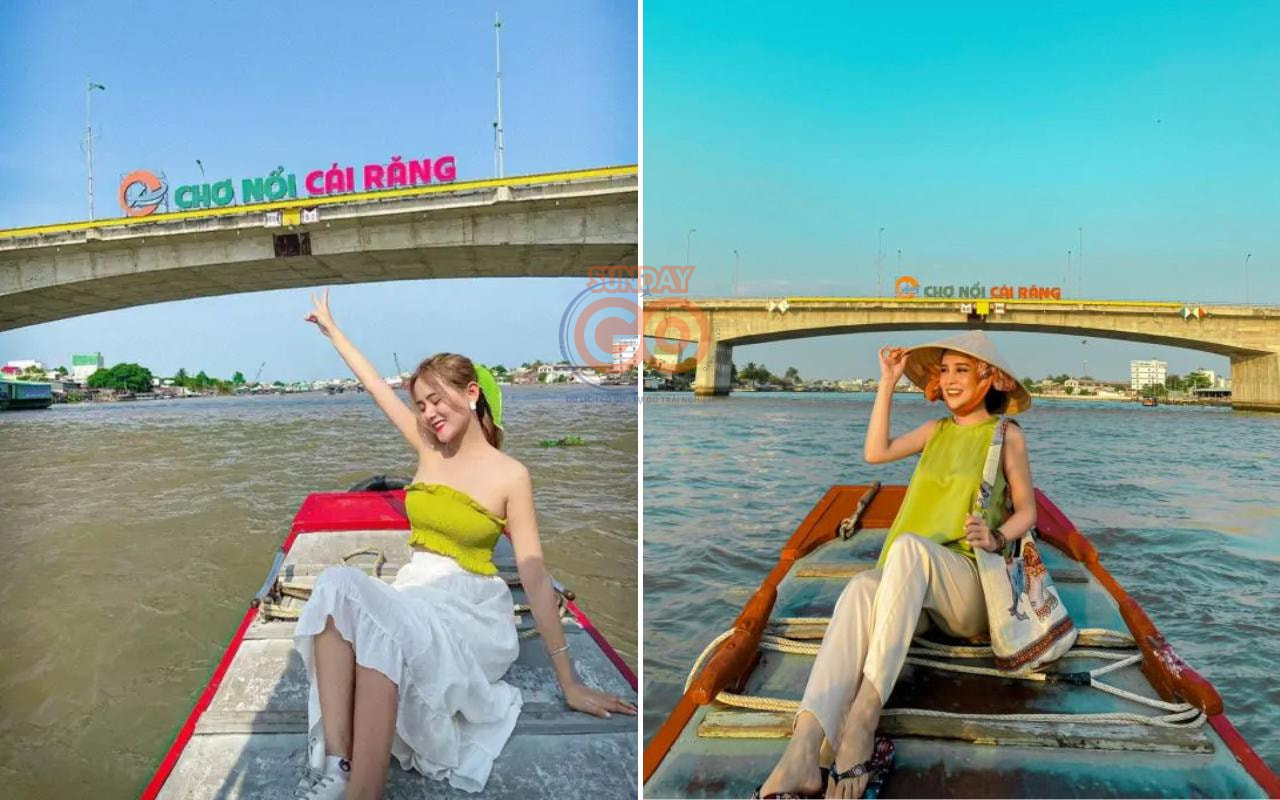 Chợ nổi Cái Răng - Chụp ảnh check in mũi tàu 