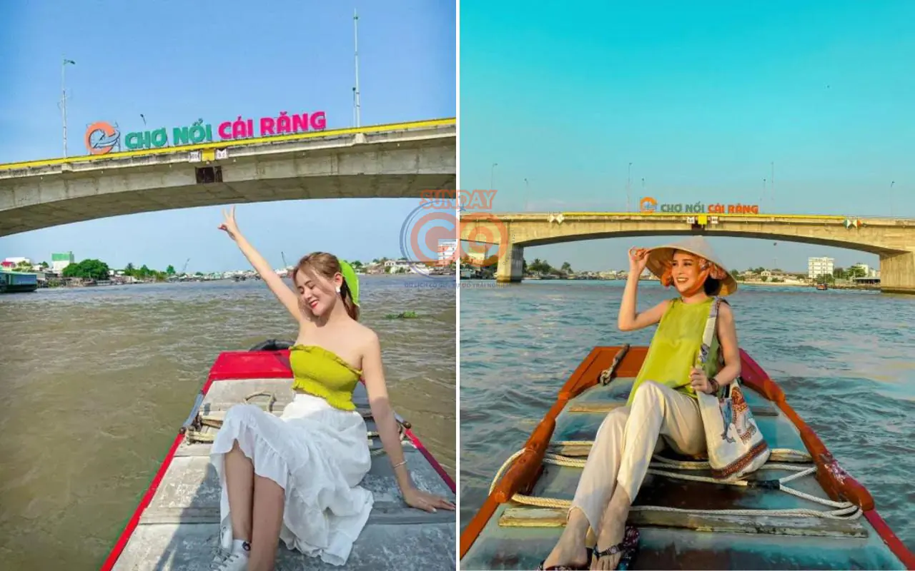 Chợ nổi Cái Răng - Chụp ảnh check in mũi tàu 