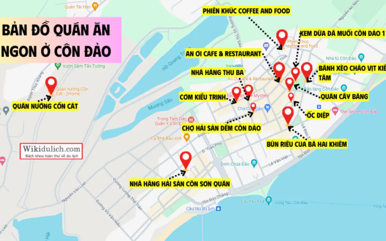Bản đồ Côn Đảo - Các dich vụ tiện ích