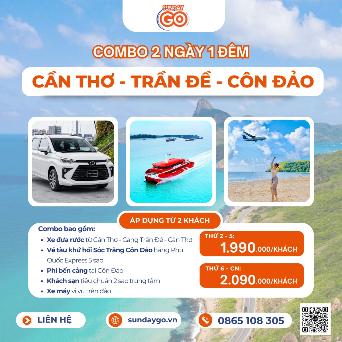 Combo Cần Thơ Côn Đảo 2 ngày 1 đêm | Tàu Phú Quốc Express 9 Combo Cần Thơ - Trần Đề - Côn Đảo (Đã bao gồm khách sạn)