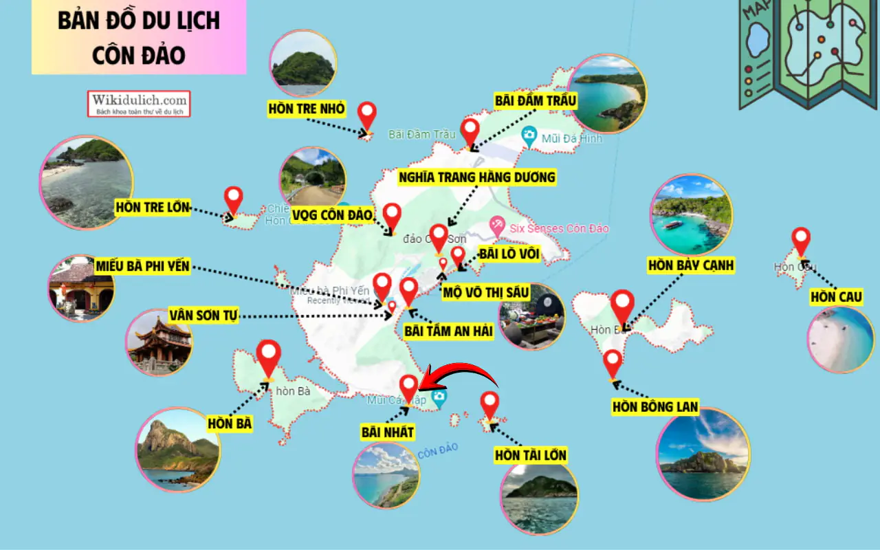 Vị trí bãi Nhát Côn Đảo trên bản đồ du lịch