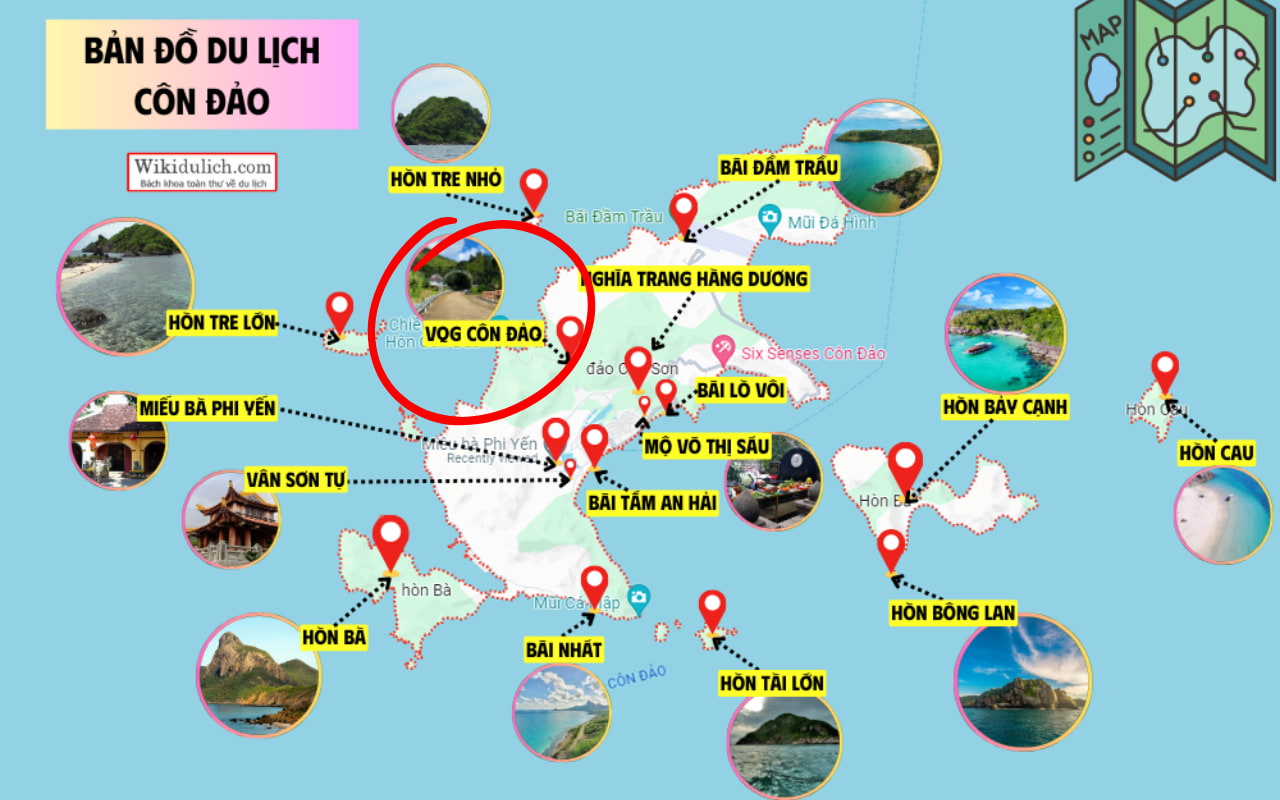 Vị trí vườn quốc gia Côn Đảo trên bản đồ