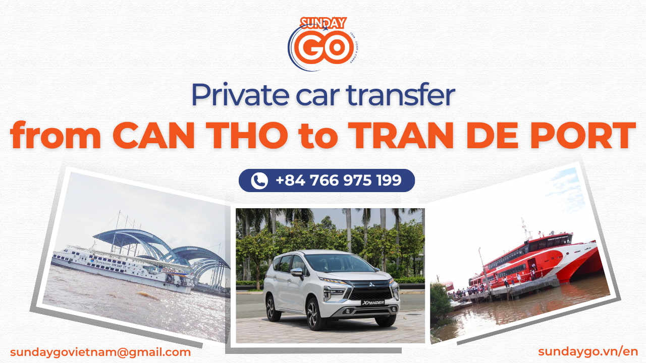 Private car transfer from Can Tho to Tran De port 1 private car transfer from Can Tho to Tran De port (soc trang)