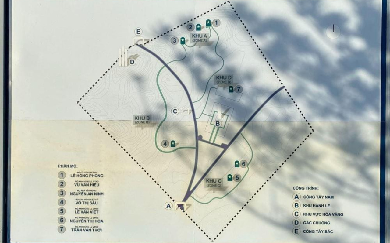 Sơ đồ hướng dẫn đến mộ cô Võ Thị Sáu