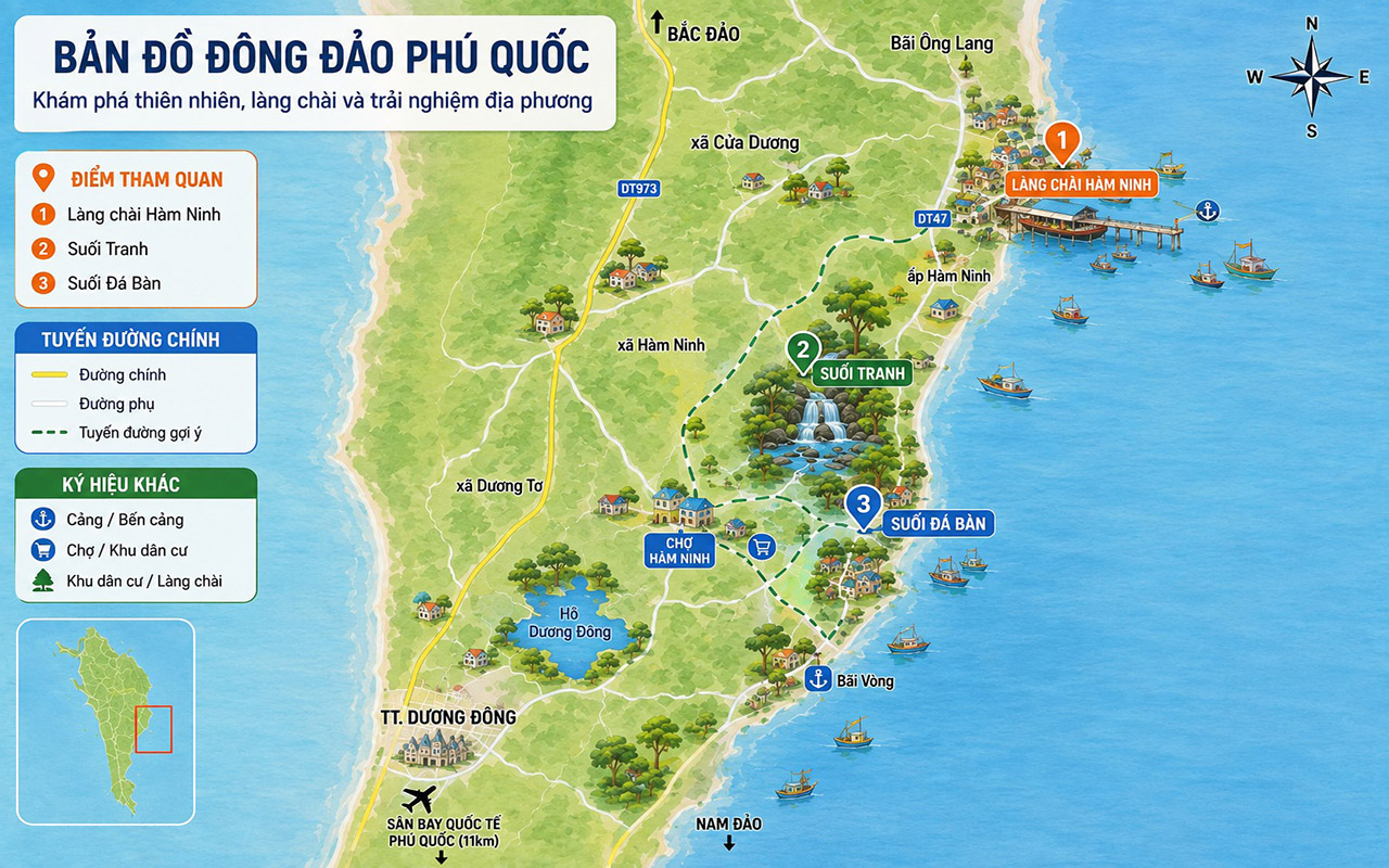Bản đồ Phú Quốc - Điểm du lịch và gợi ý lịch trình 2026 6 bản đồ phú quốc đông đảo