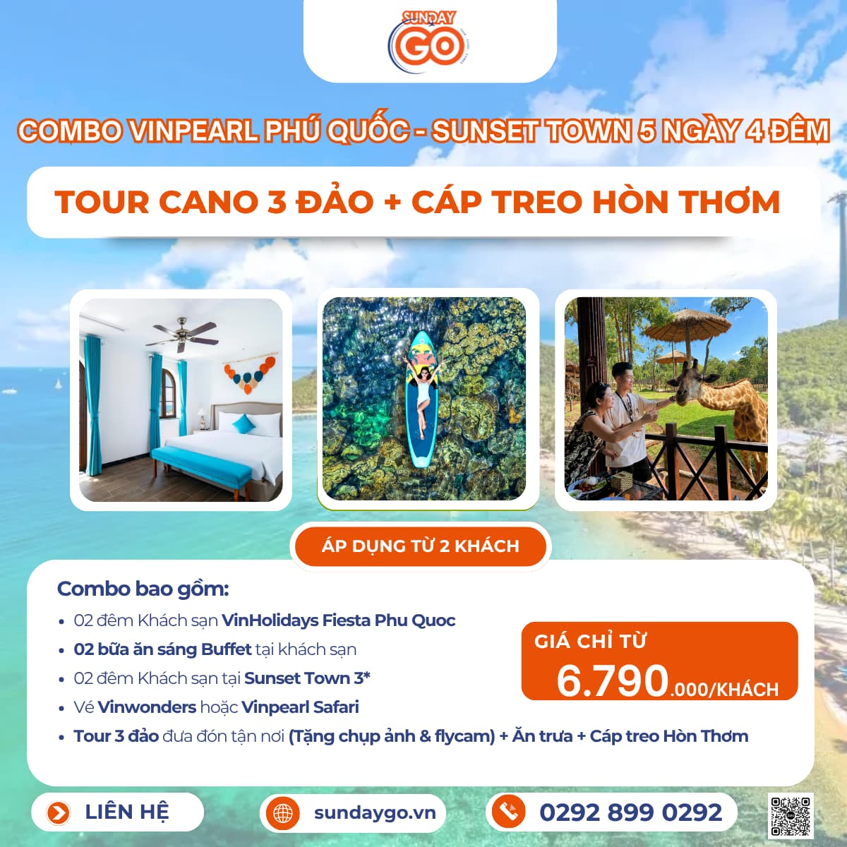 Combo Vinpearl Phú Quốc 5N4Đ | KS Sunset Town | Tour cano 3 đảo | Cáp treo Hòn Thơm 15 Combo Vinpearl Phú Quốc 5N4Đ chỉ từ 6790k