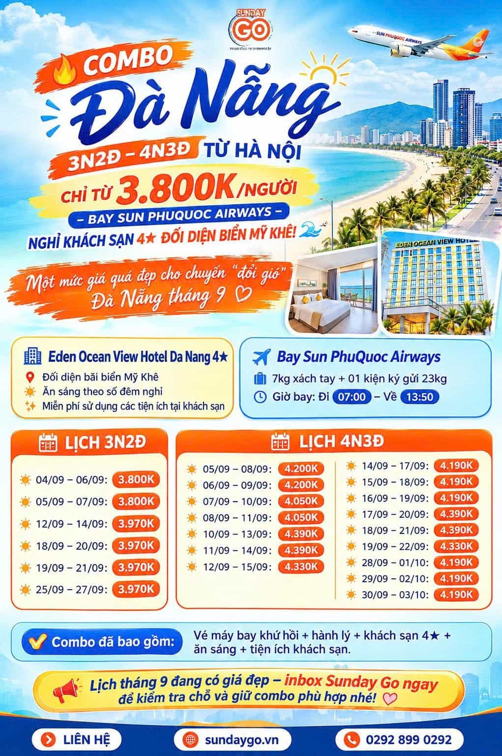 Combo Đà Nẵng từ Hà Nội bằng máy bay | 3N2Đ | 4N3Đ 11 Bảng giá combo Đà Nẵng từ Hà Nội chỉ từ 3800k