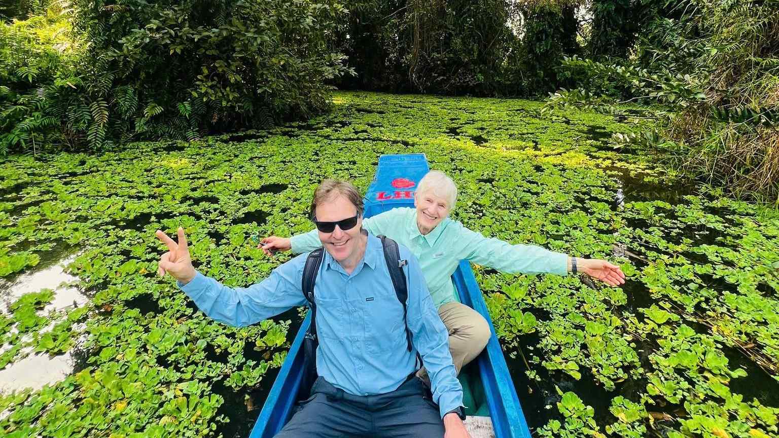 Tourists check in at Lung Ngoc Hoang forest