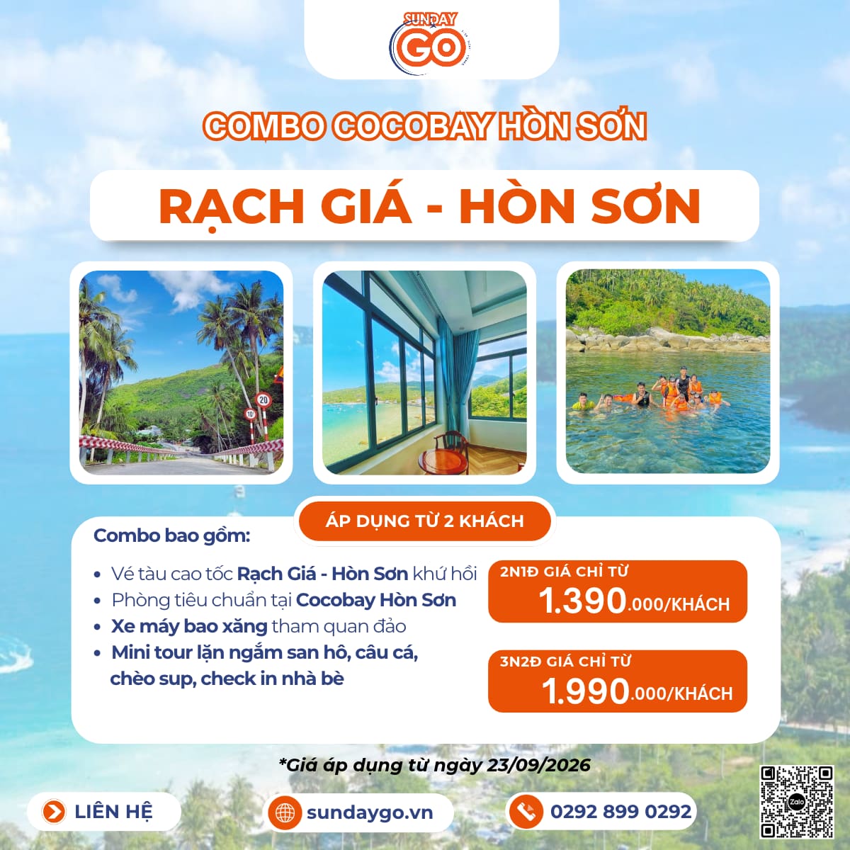 Bảng giá combo Hòn Sơn 2 ngày 1 đêm chỉ từ 1390k