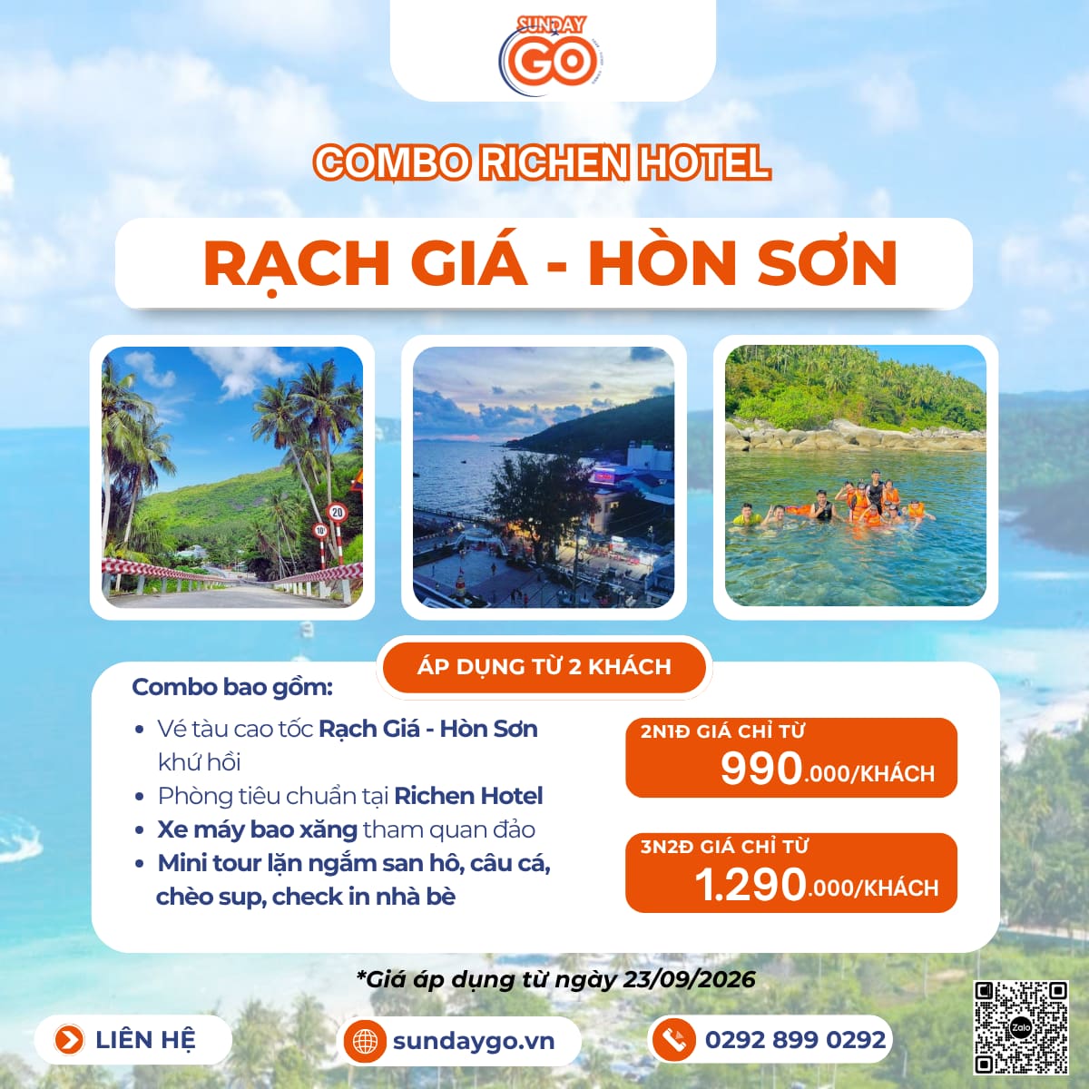 Bảng giá combo Hòn Sơn 2 ngày 1 đêm chỉ từ 990k