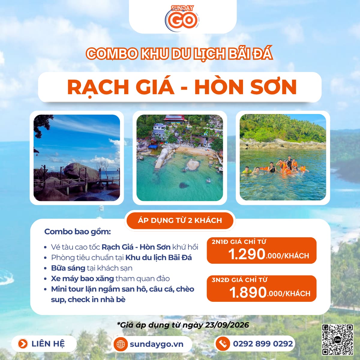 Bảng giá combo Hòn Sơn 2 ngày 1 đêm giá chỉ từ 1290 k